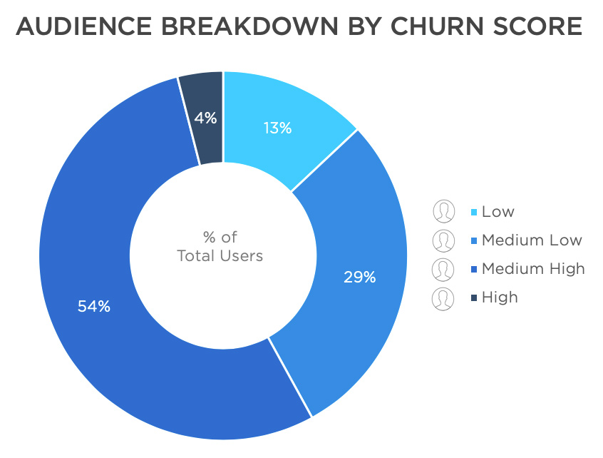 Audience breakdown by churn score