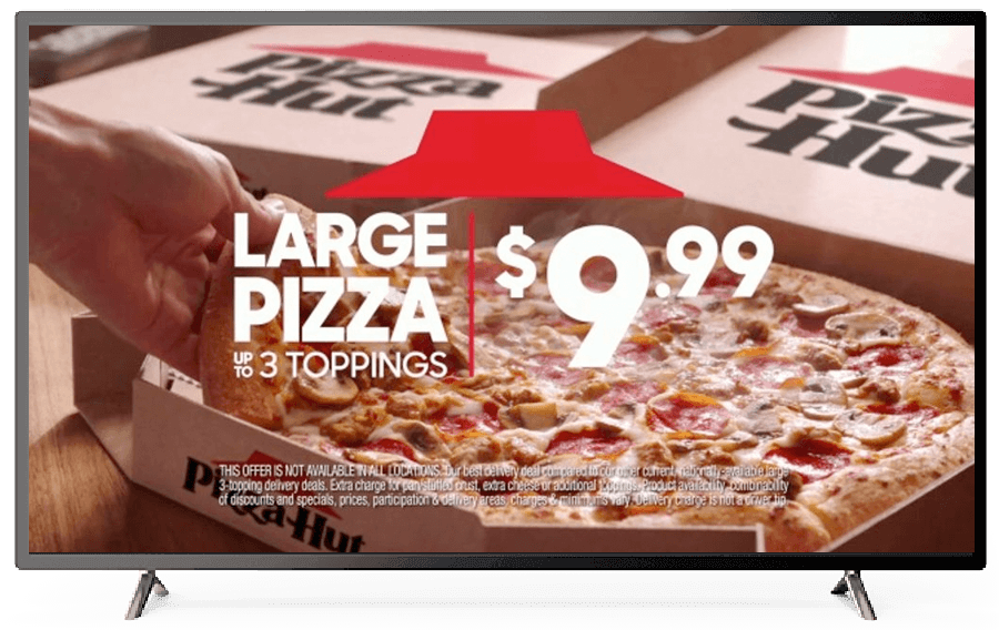 ctv device with pizza ad