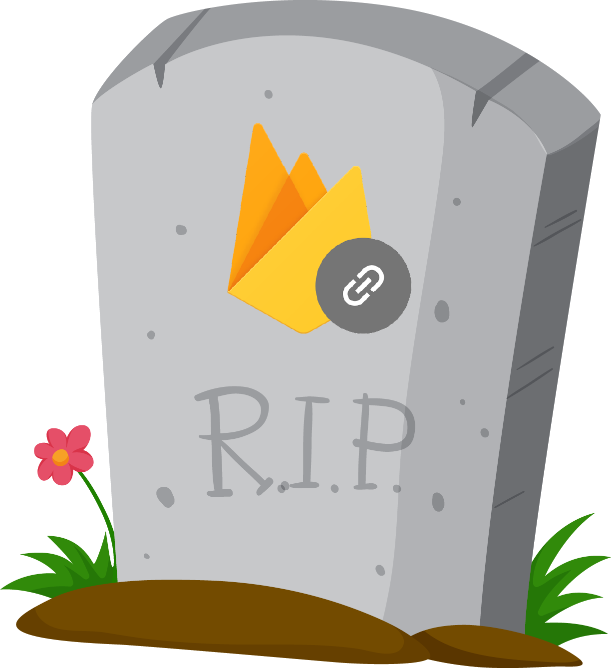 Google Firebase logo on a tombstone