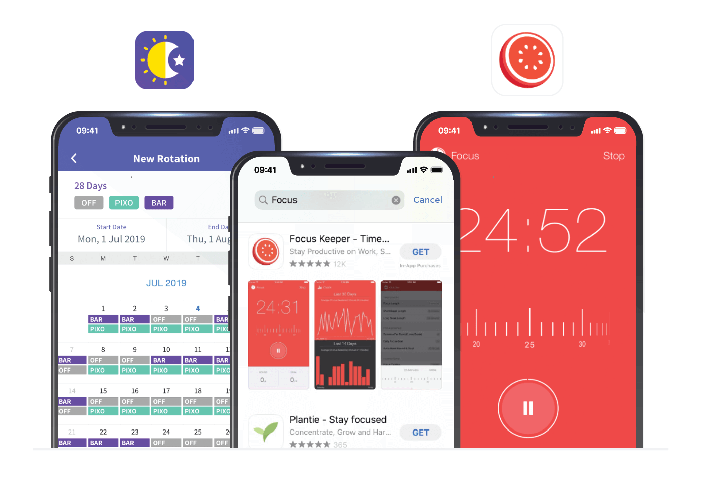 Pixo scheduling and timer apps